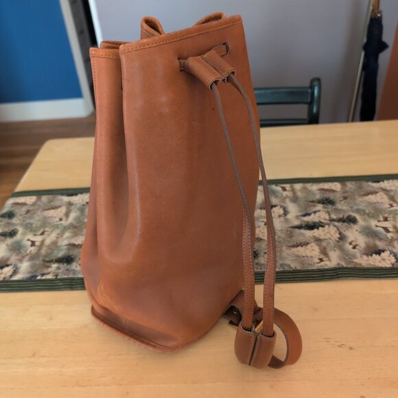 Coach Brown Leather Drawstring Bucket Bag with Over Shoulder Strap Vintage NWOT - Picture 6 of 11